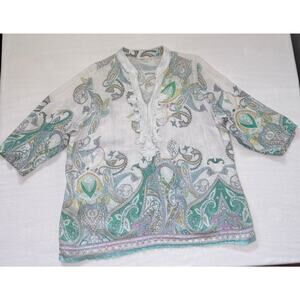 Linen Charter Club Paisley Plus Size Blouse